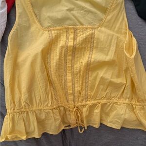 Yellow Sleeveless Ruffle Top